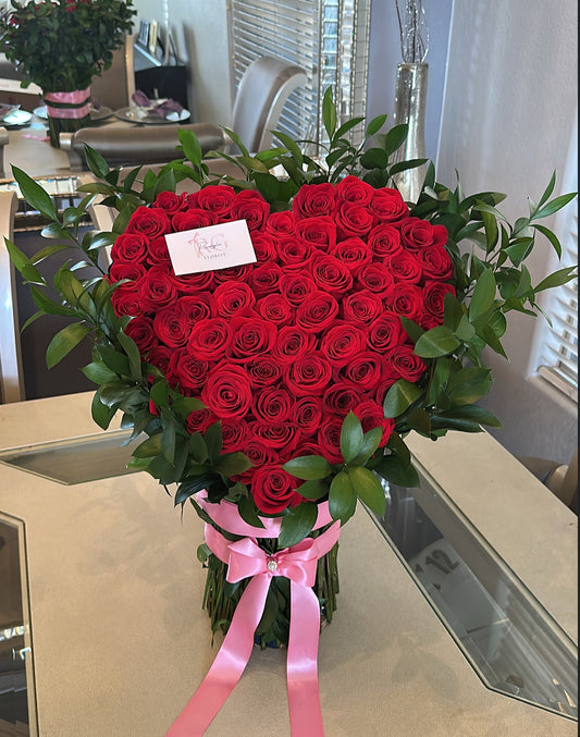 75 Rose Standing Heart Arrangement 🌹💗