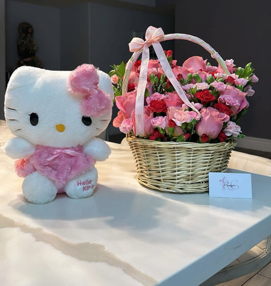 Flower Basket & Plushie Set 🎀🧸
