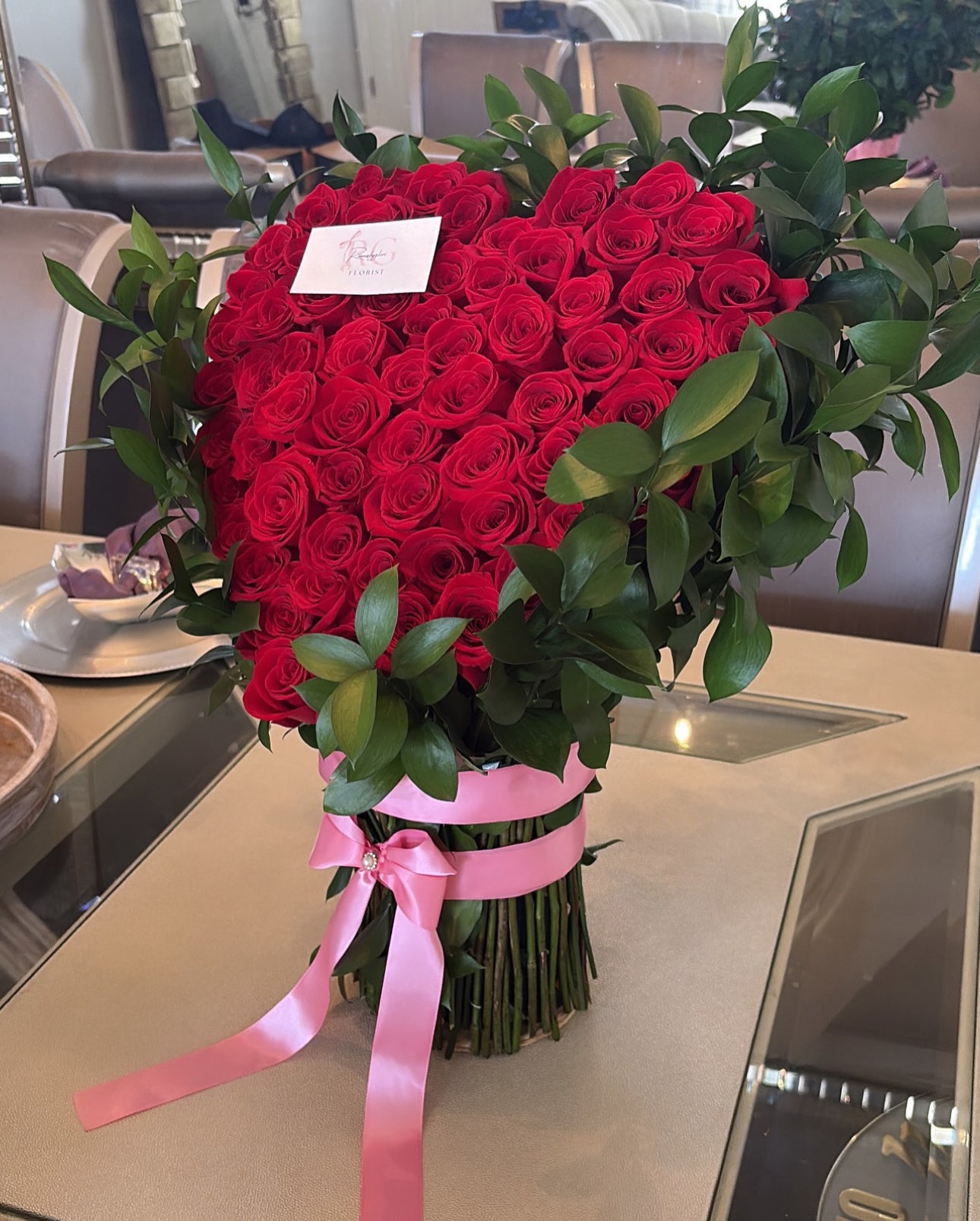 75 Rose Standing Heart Arrangement 🌹💗